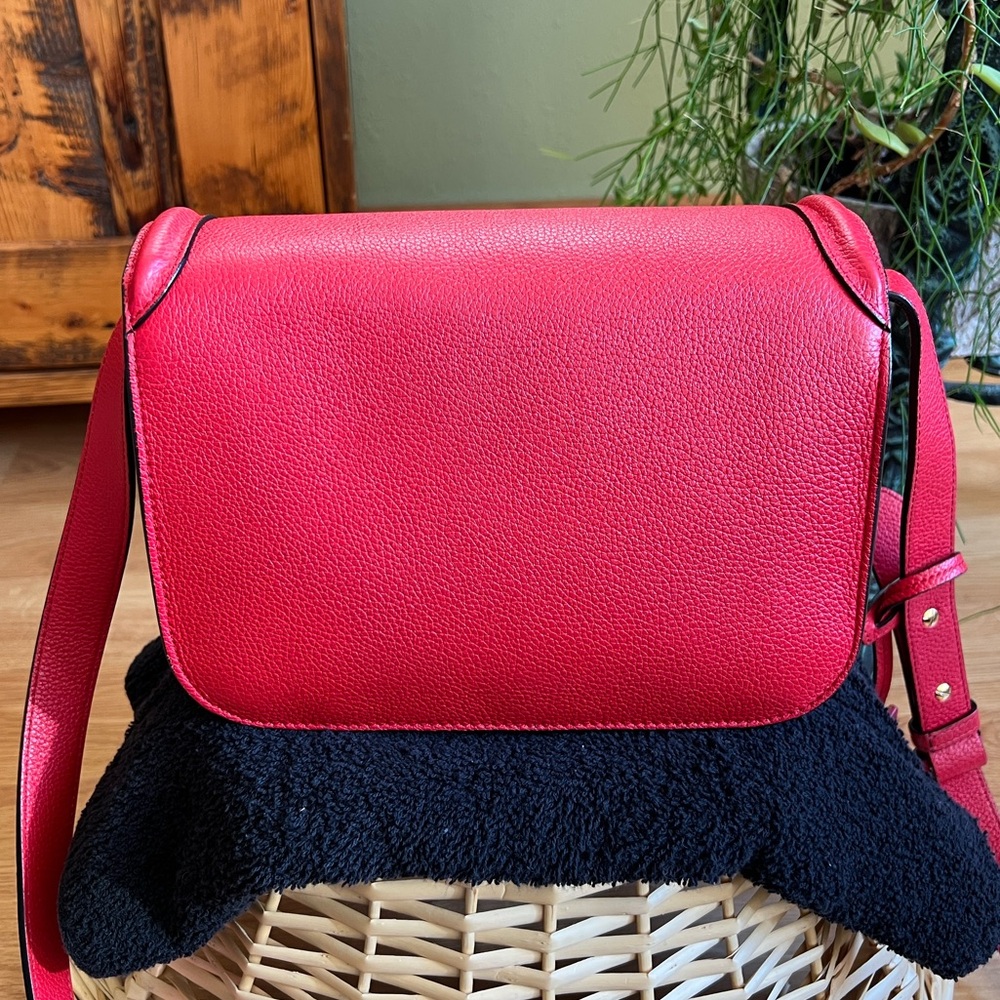 Alexander McQUEEN Red Leather Shoulder Bag Purse - Picture 5 of 15